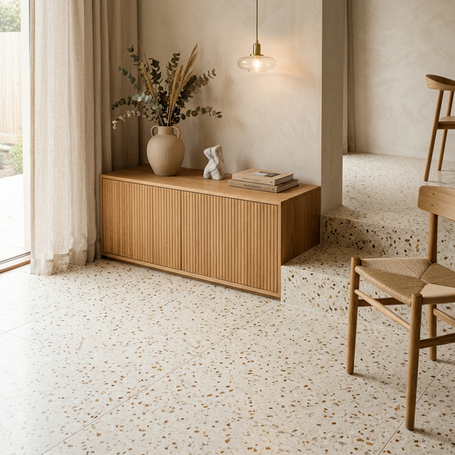 El resurgir del terrazo en el diseño de interiores moderno